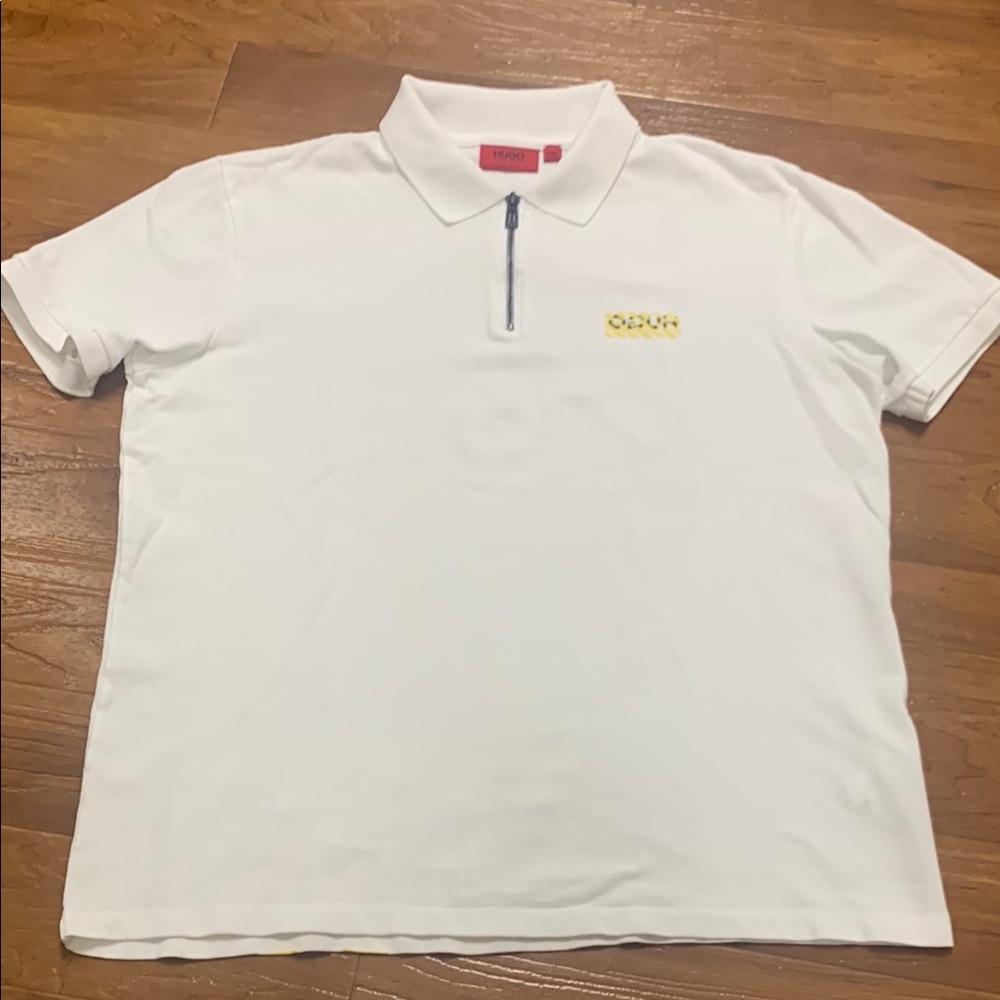 Hugo Boss Hugo White Zip-Front Polo Shirt